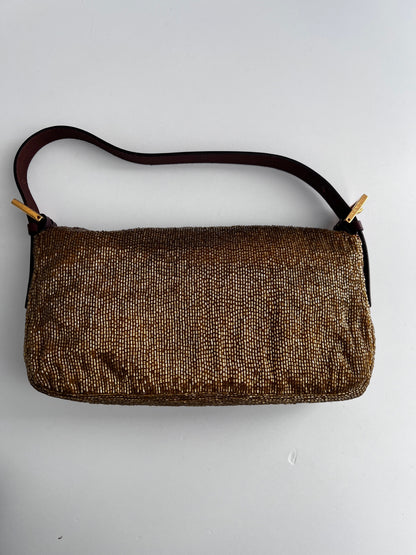 Fendi gold beaded baguette