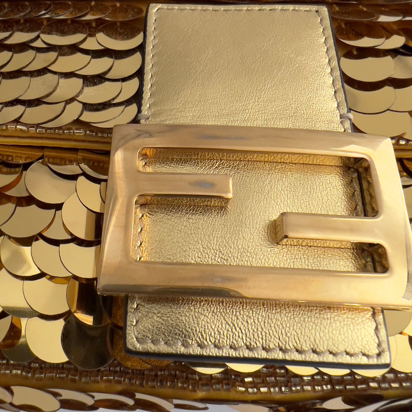 Fendi Mini Gold Sequin Baguette