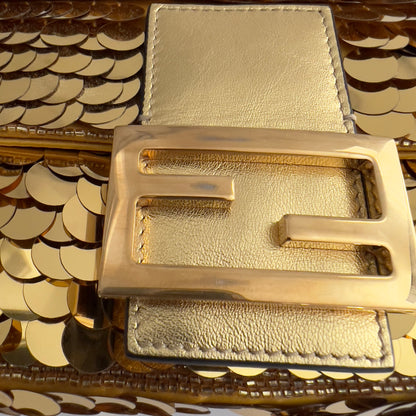 Fendi Mini Gold Sequin Baguette