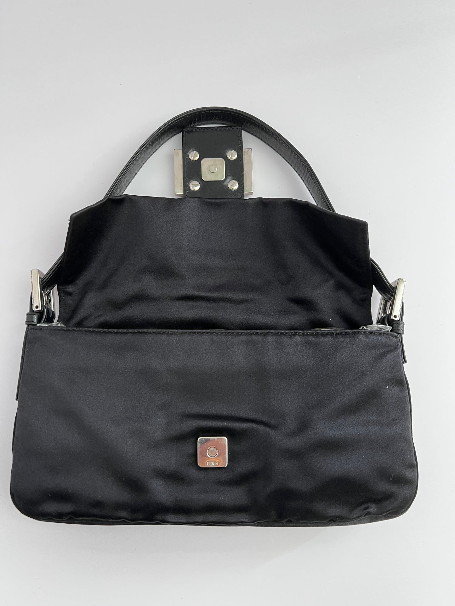 Vintage Fendi Black Satin baguette