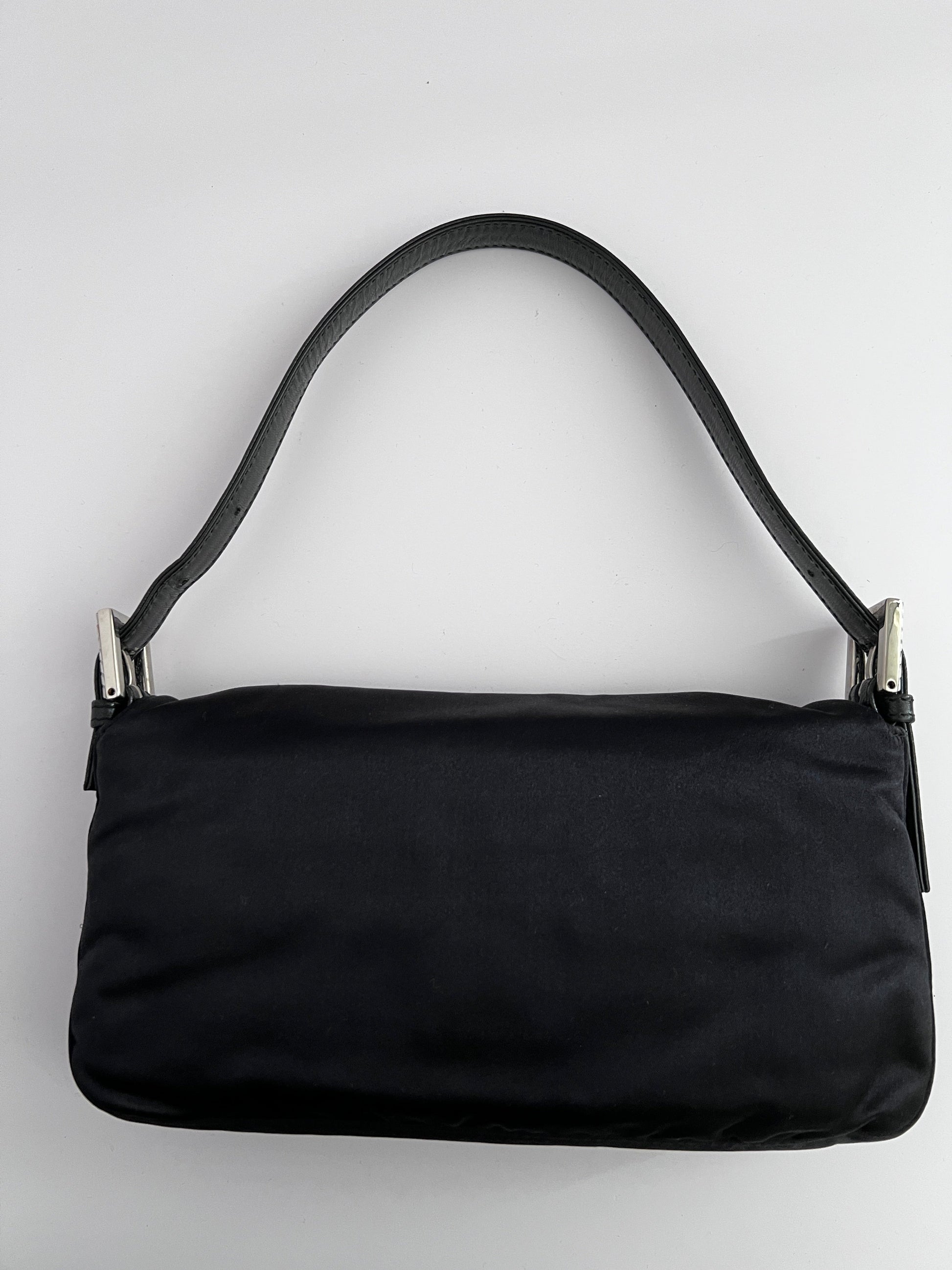Vintage Fendi Black Satin baguette