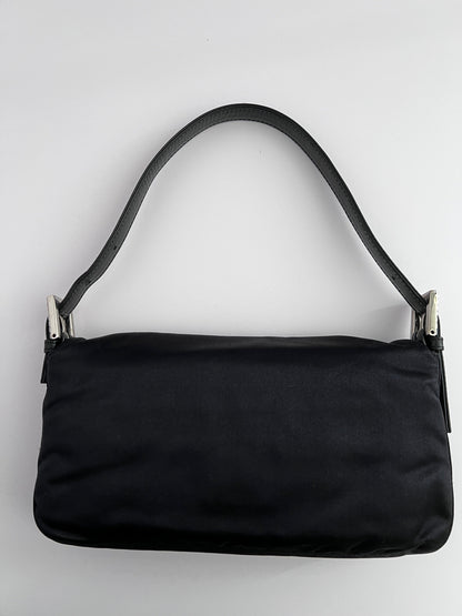Vintage Fendi Black Satin baguette