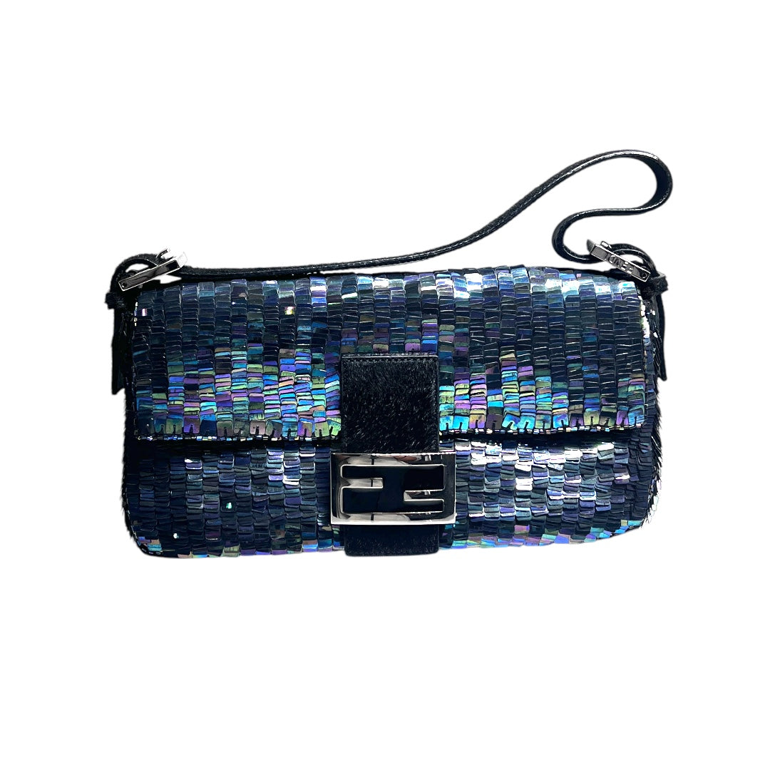 Fendi Vintage Fendi Black iridescent sequin baguette