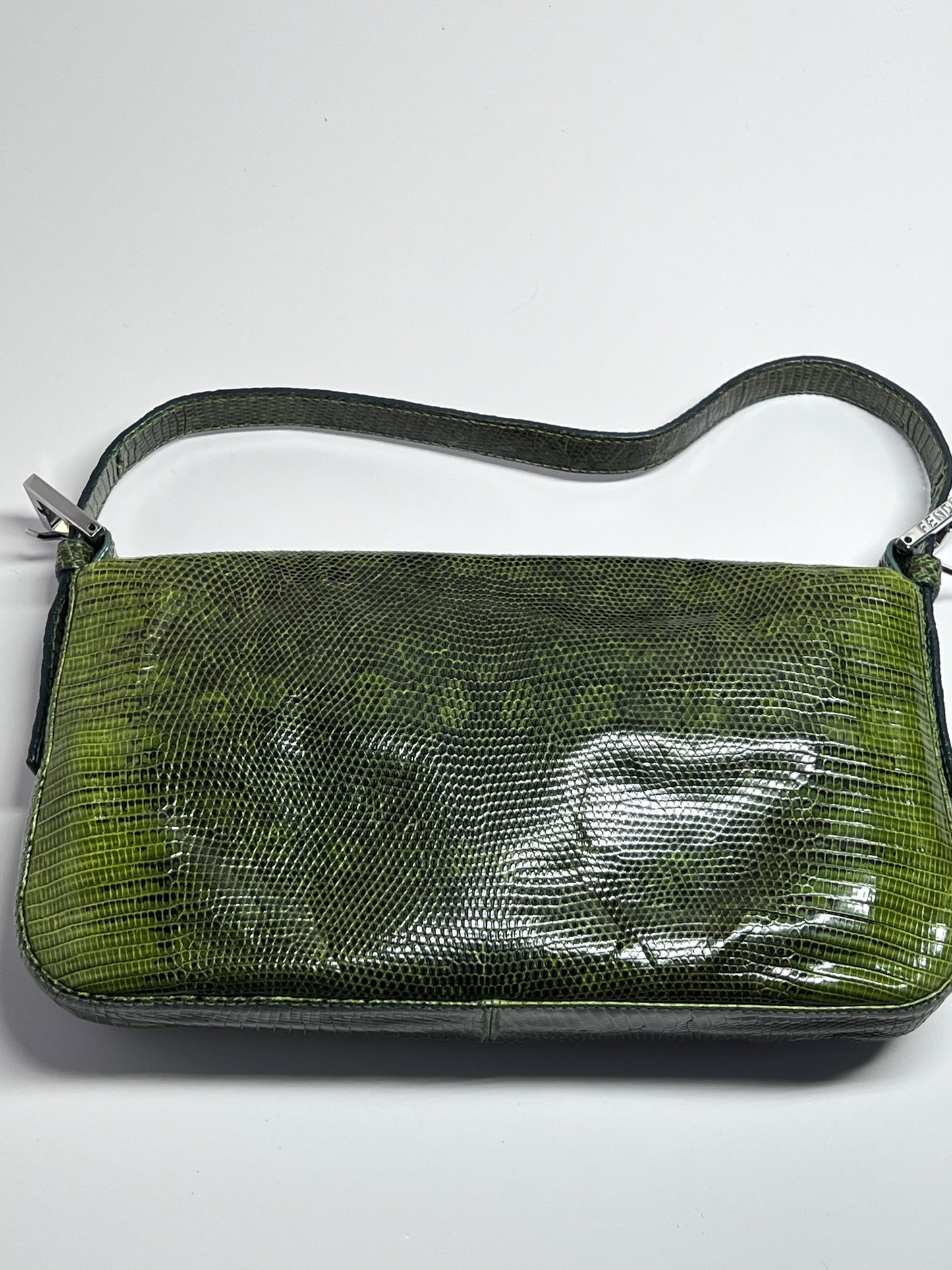 Vintage Fendi Green Lizard Skin Baguette