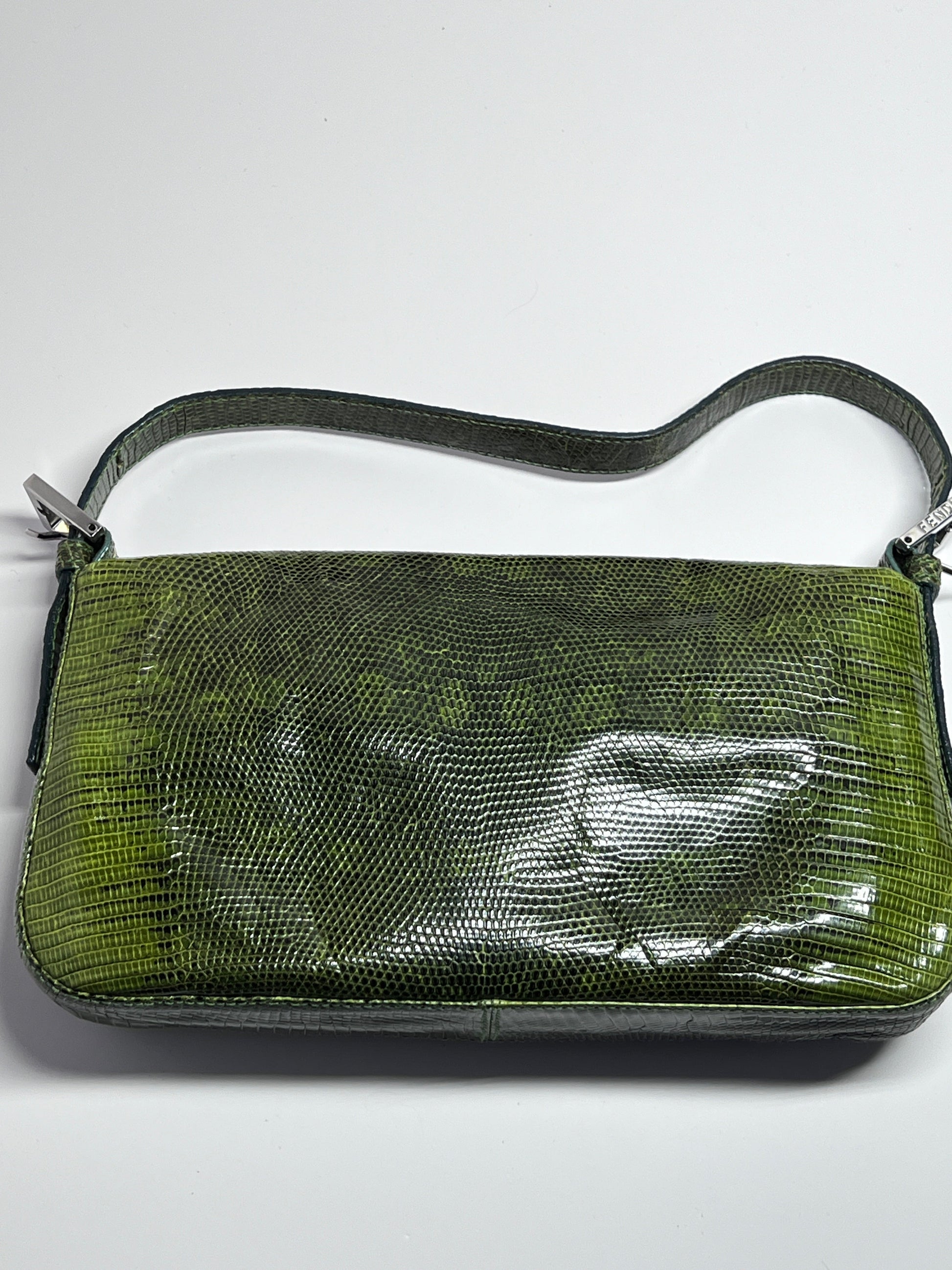 Vintage Fendi Green Lizard Skin Baguette