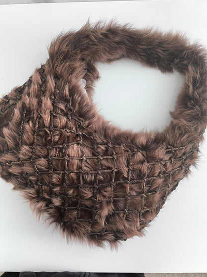 Bottega Veneta fur hobo woven bag