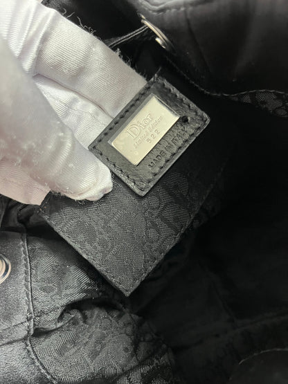 Dior black satin silver rhinestones hardware bucket shoulder bag