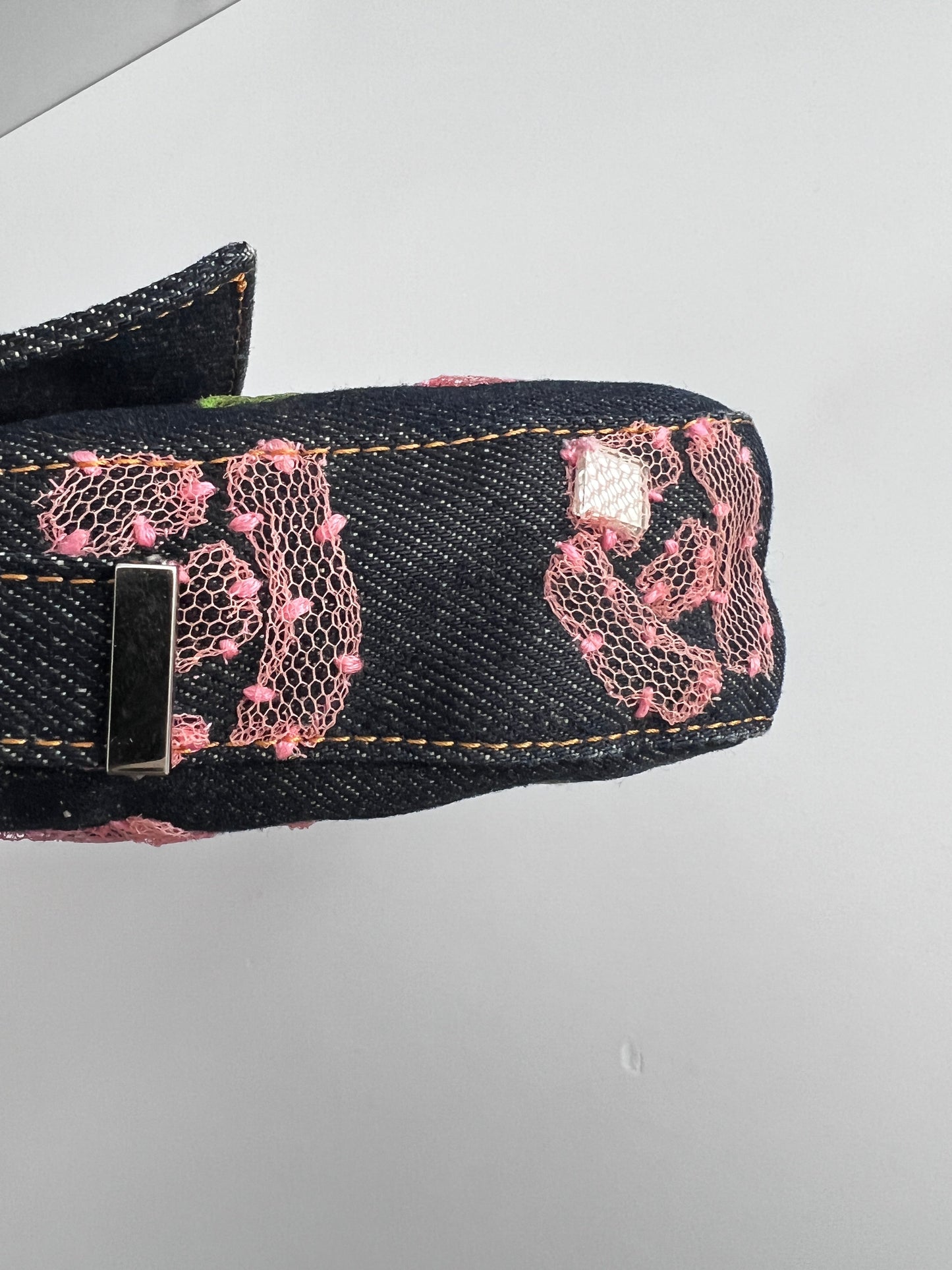 Fendi rose denim baguette