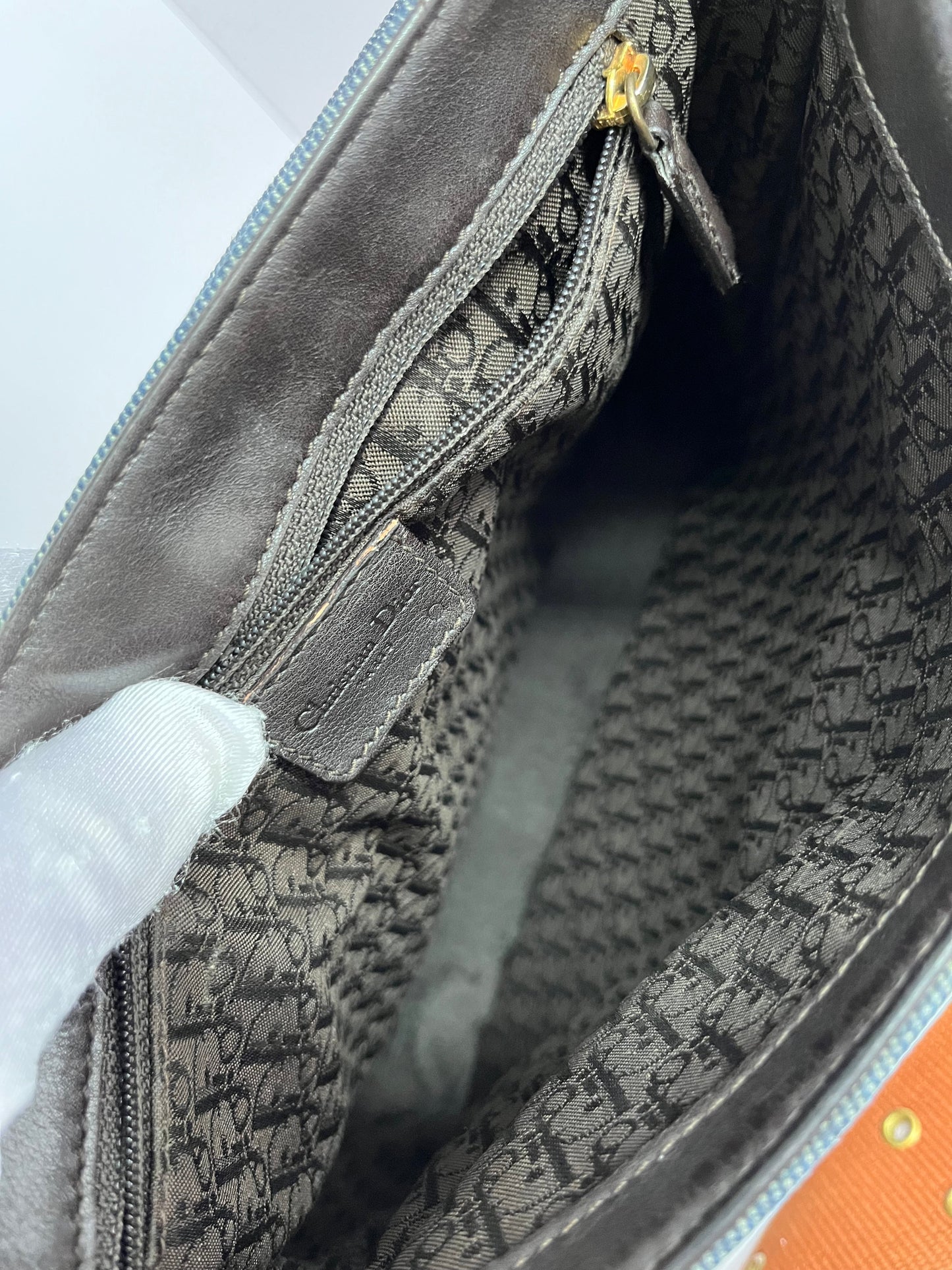 Dior blue denim leather shoulder bag