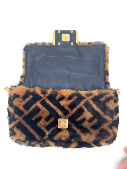 Fendi Mini FF Shearling Baguette