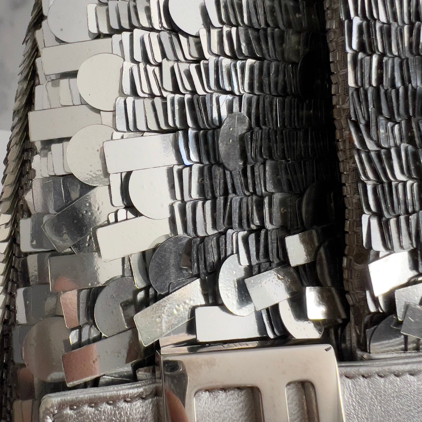 Vintage Fendi silver sequin baguette