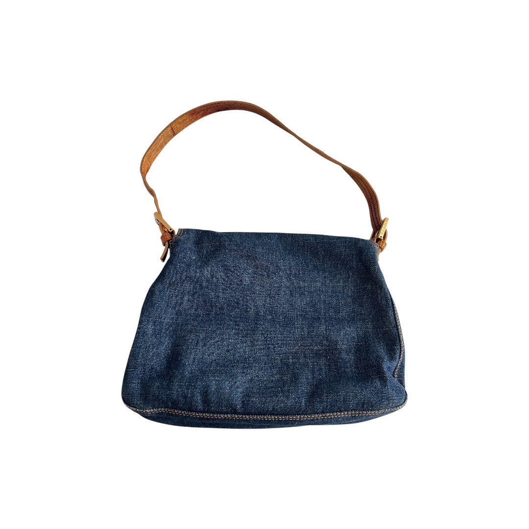 Fendi mamma lizard denim baguette