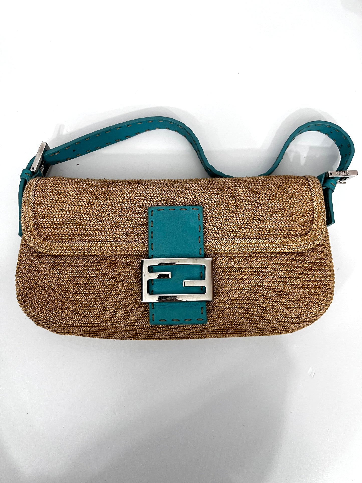 Pre-Owned Fendi selleria raffia baguette