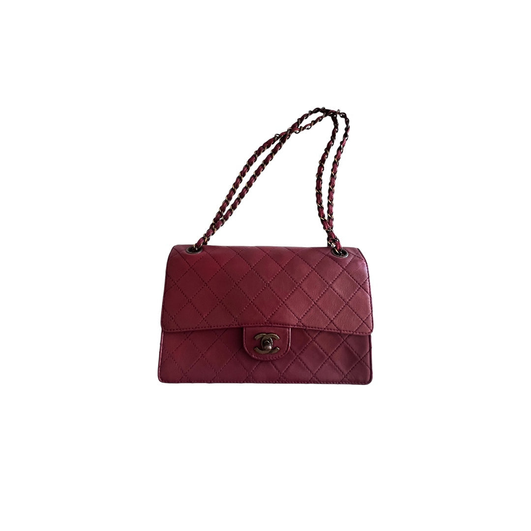 Chanel Chanel Burgandy leather single flap bag