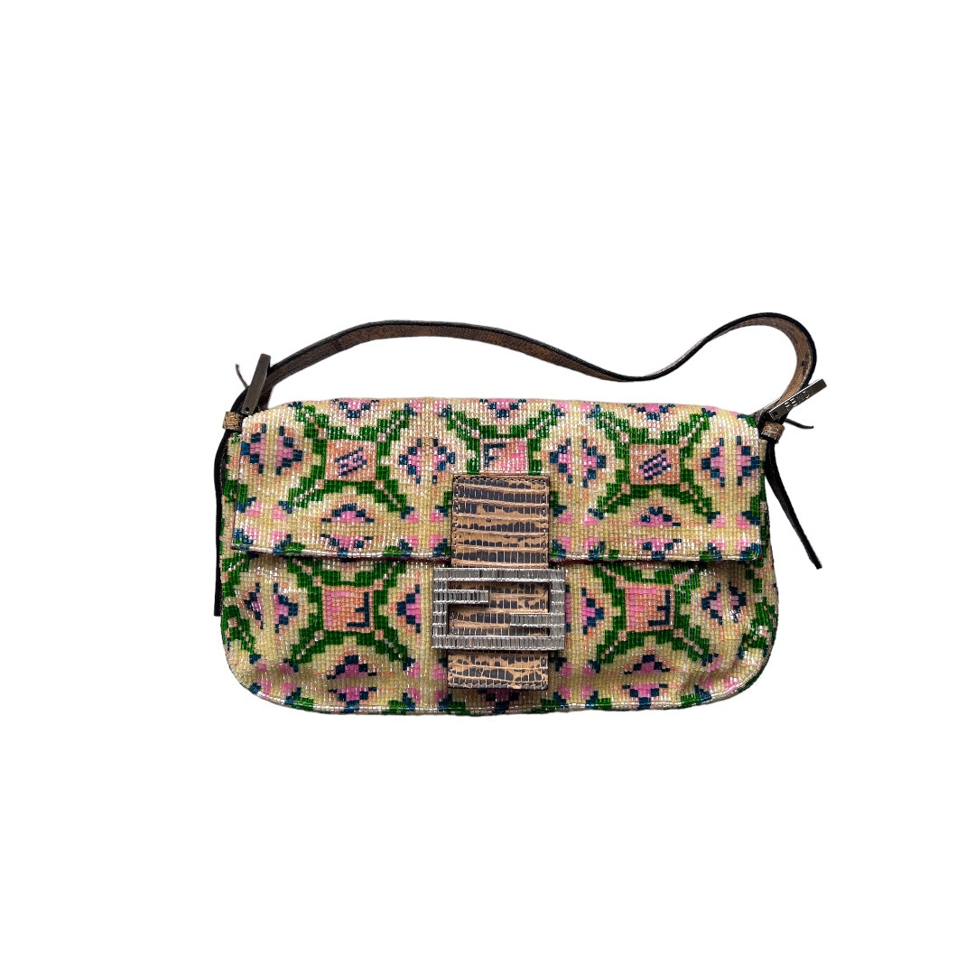 Fendi Fendi pink&green beaded baguette