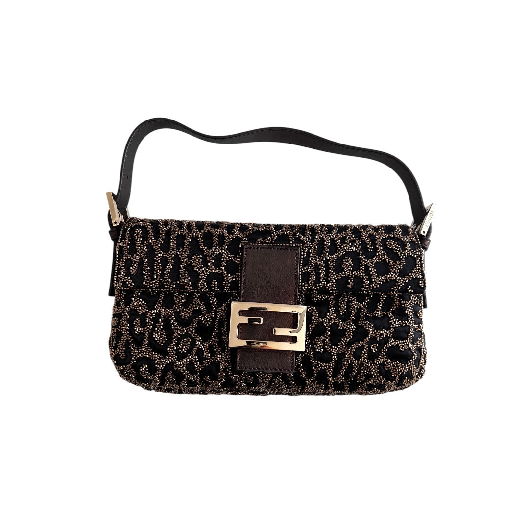 Fendi Fendi Cheetah embroidered beaded baguette