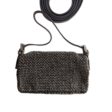 Fendi 3 way silver beaded mini baguette