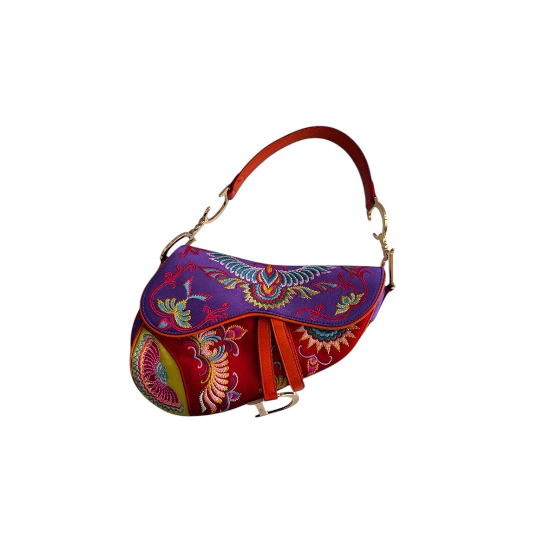 Dior Dior Shanghai embroidered Phoenix satin saddle bag