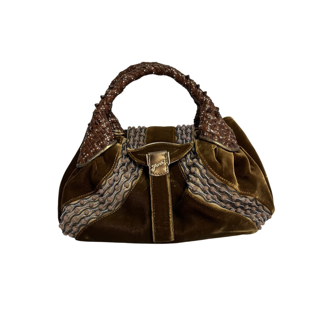 Fendi Fendi spy brown glitter leather handle bag