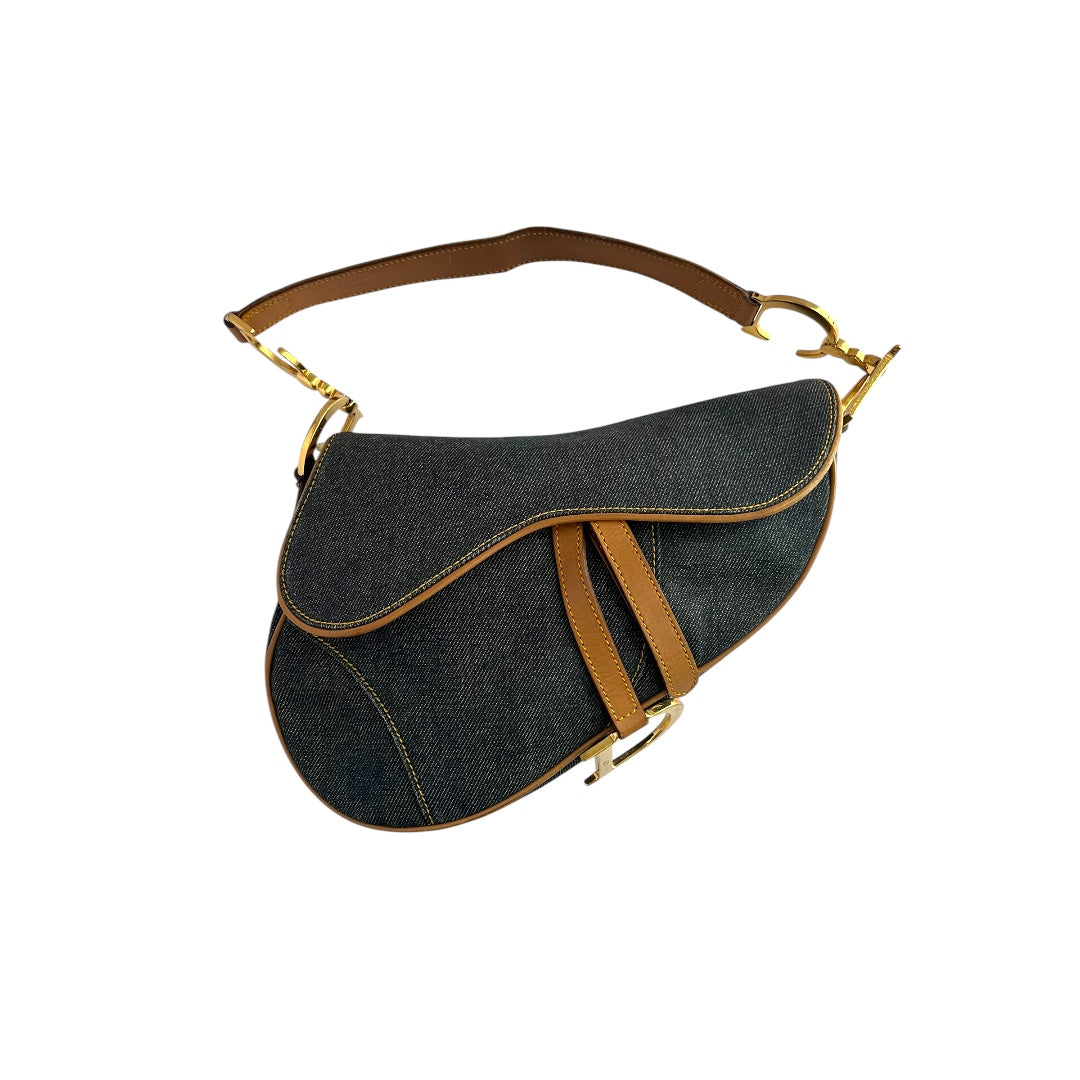 Dior saddle Jean leather gold hardware shoulder bag