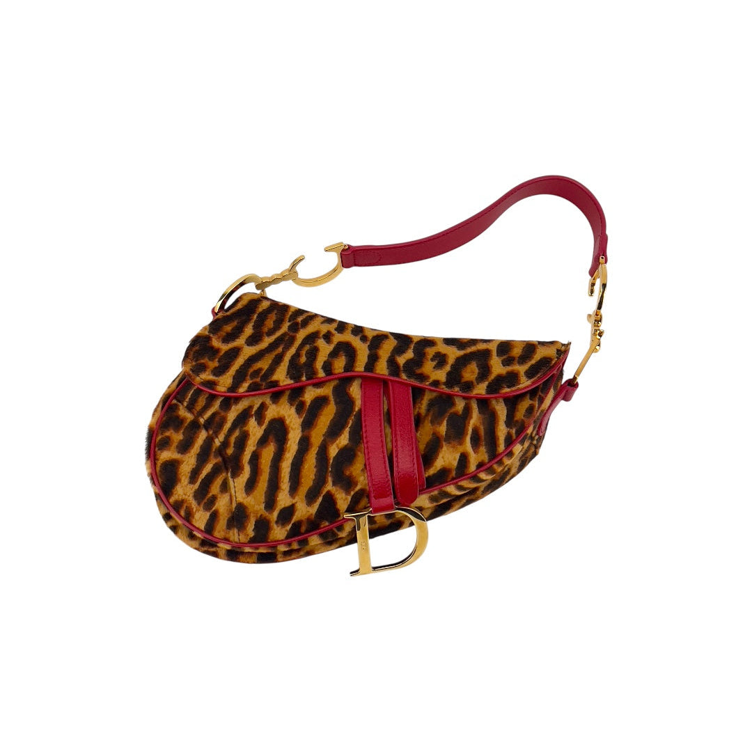 Dior Vintage Dior cheetah pony hair saddle bag