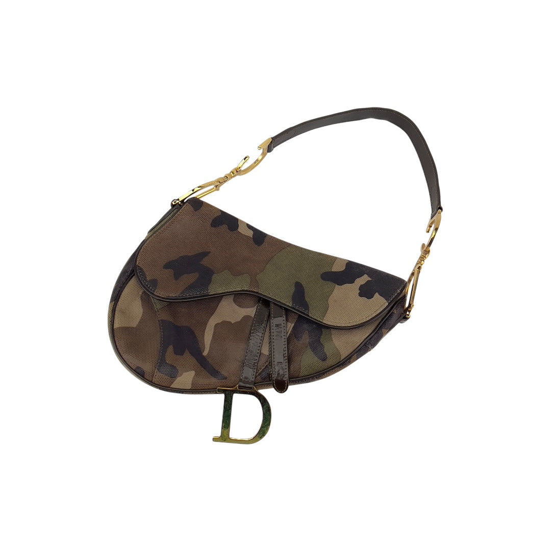 Vintage Dior camo print saddle bag regular size