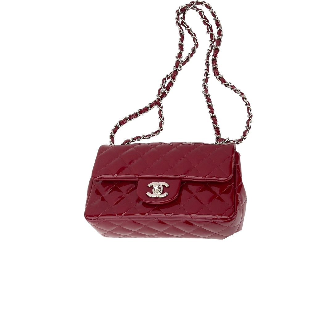 Chanel Chanel Burgundy patent mini rectangular flap bag