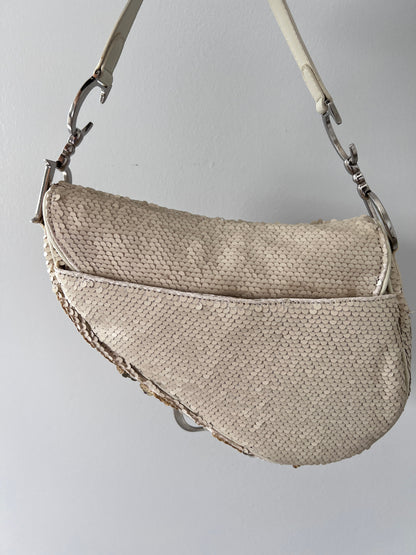 Vintage Dior cream reversible sequin saddle bag(Matte/radiate)
