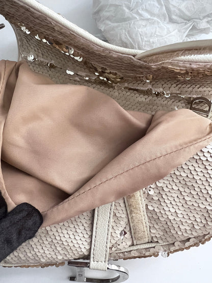 Vintage Dior cream reversible sequin saddle bag(Matte/radiate)
