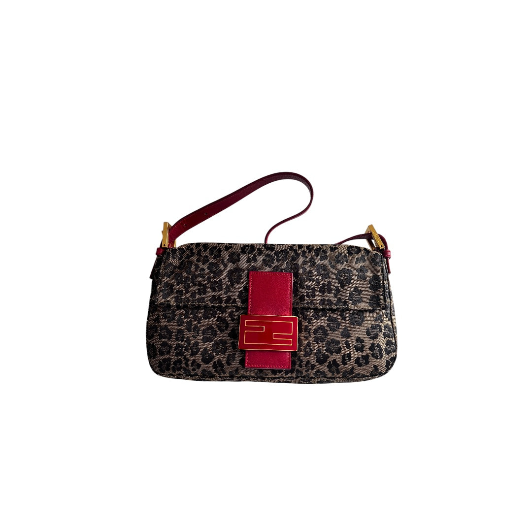 Fendi Vintage Fendi Cheetah print enamel buckle baguette