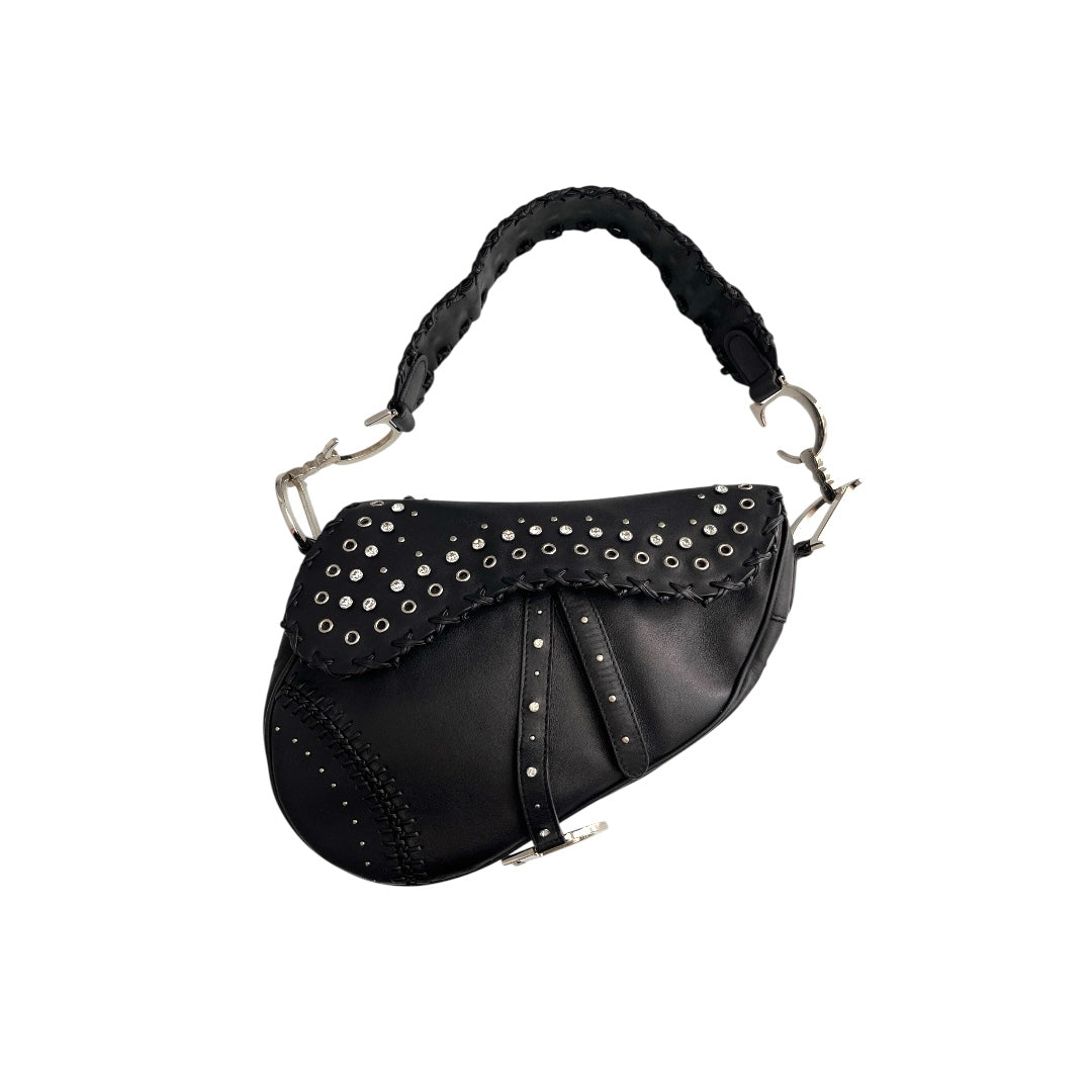 Dior Dior Saddle Vintage love&peace limited edition black leather shoulder bag