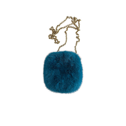 Gucci blue mini fur crossbody bag
