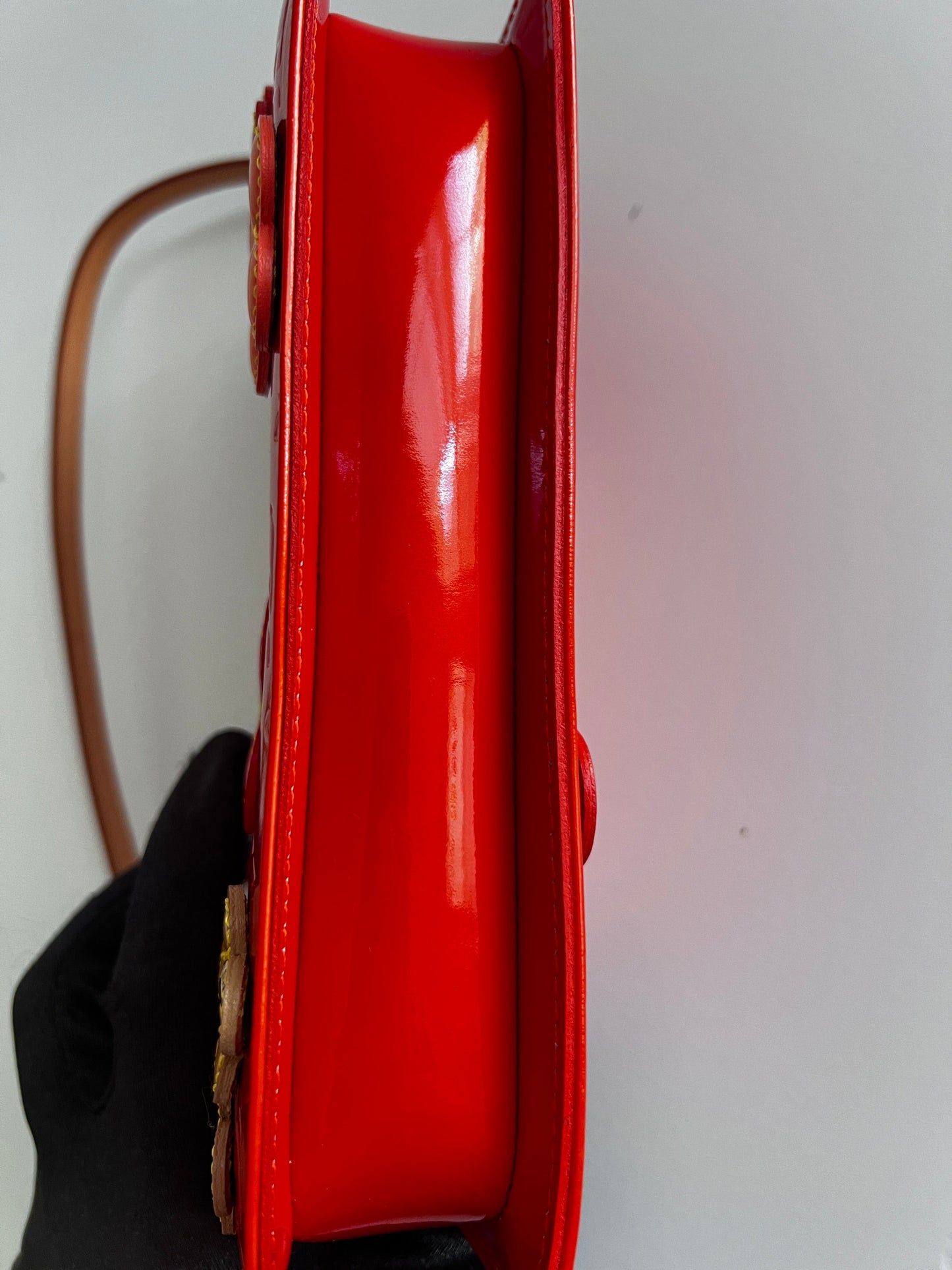 NWOT! Louis Vuitton Orange Sunset Monogram Vernis Lexington Fleurs Pochette Bag