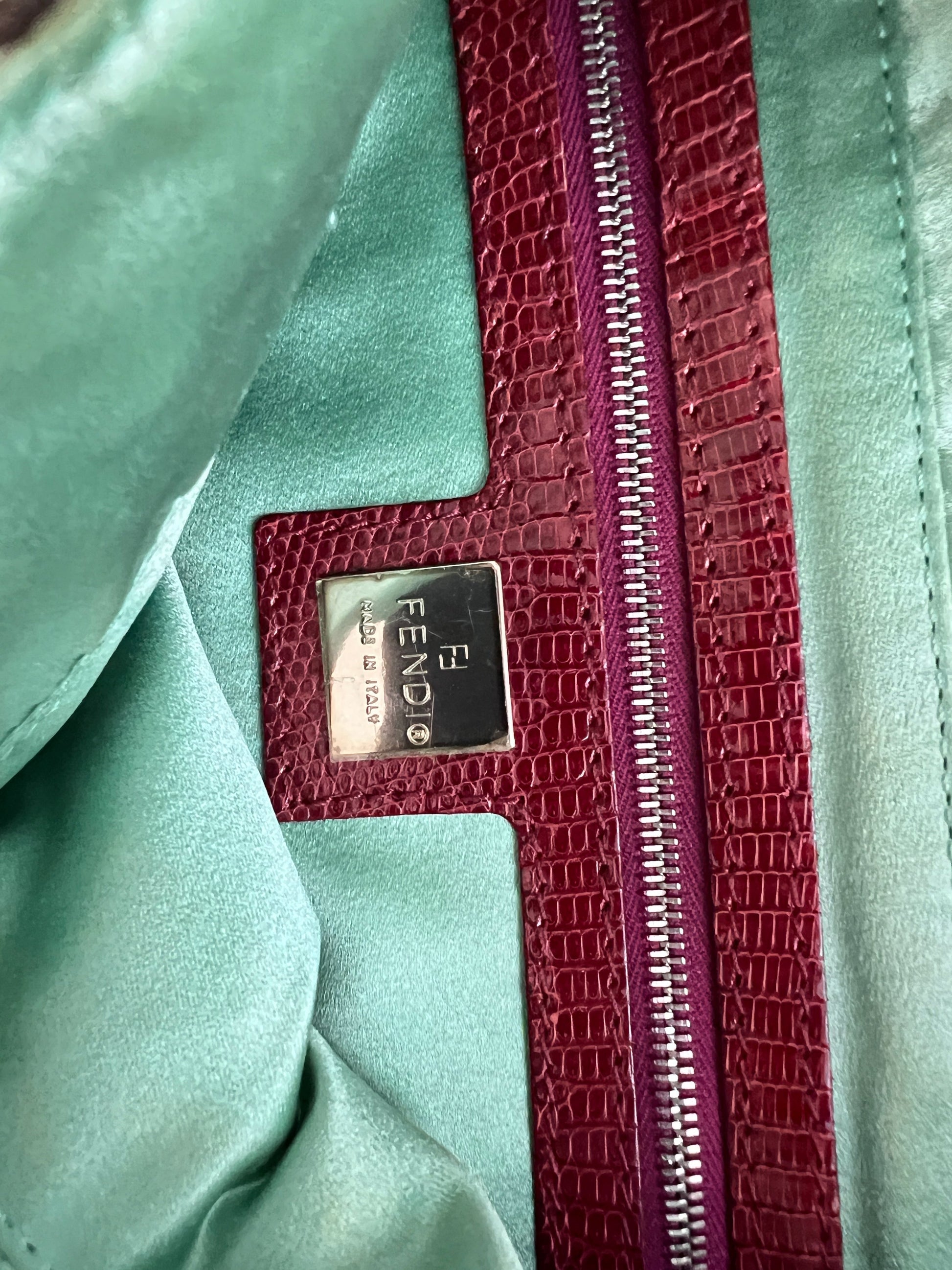 Fendi mamma size deep ocean beaded baguette