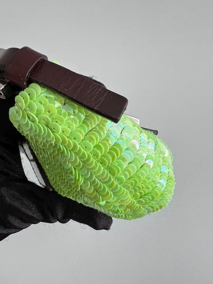 Fendi Vintage neon green small sequin croissant bag