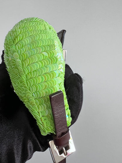 Fendi Vintage neon green small sequin croissant bag