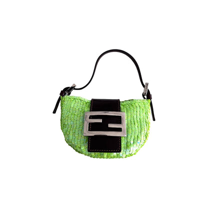 Fendi Vintage neon green small sequin croissant bag