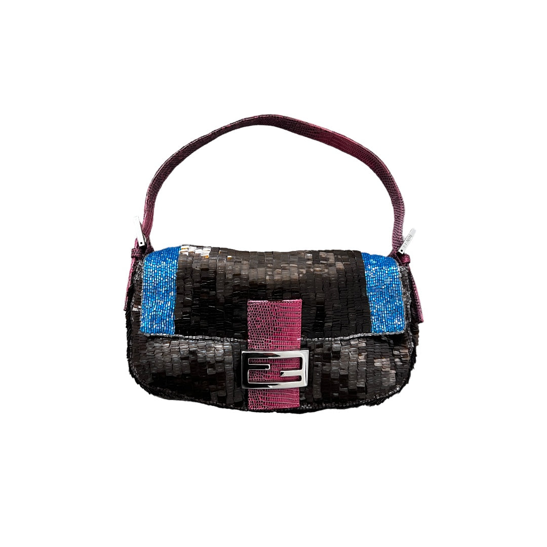 Fendi Vintage Fendi brown sequin with blue stripes