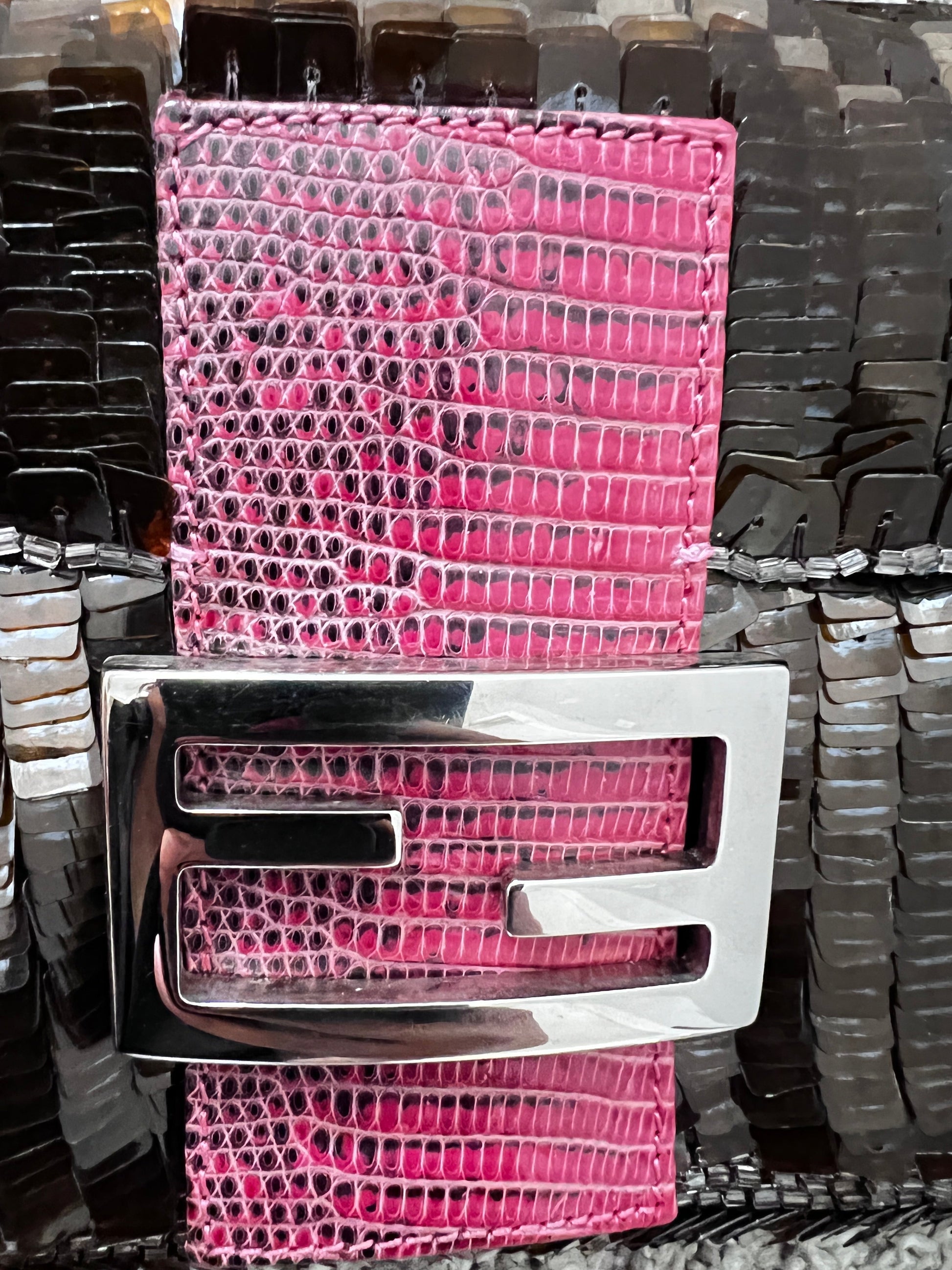 Vintage Fendi brown sequin with blue stripes