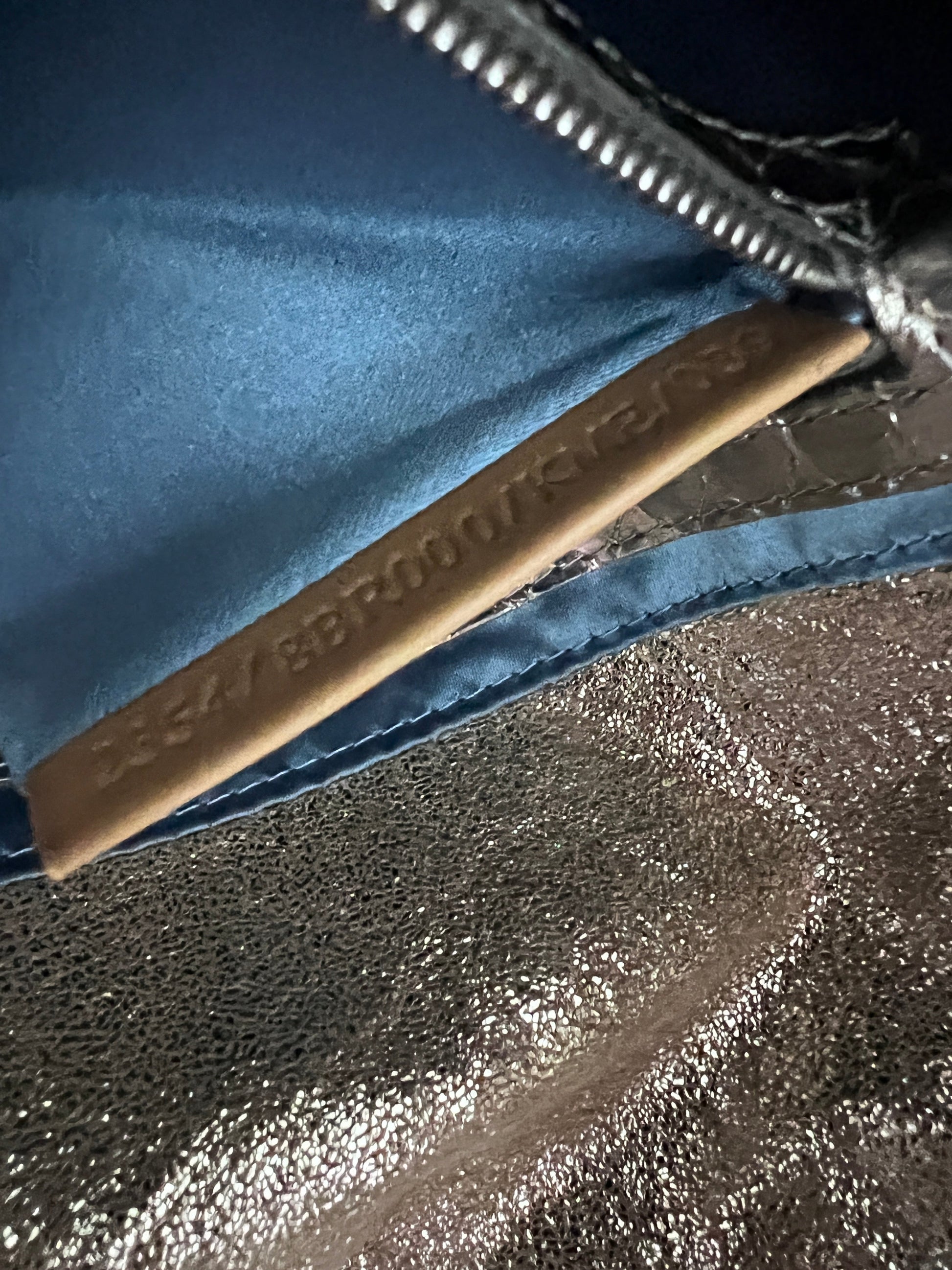 Fendi shinning golden trimmed ostrich feet skin with crystal buckle