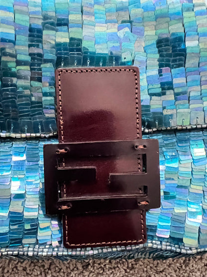 Fendi Vintage blue mermaid sequin baguette bag