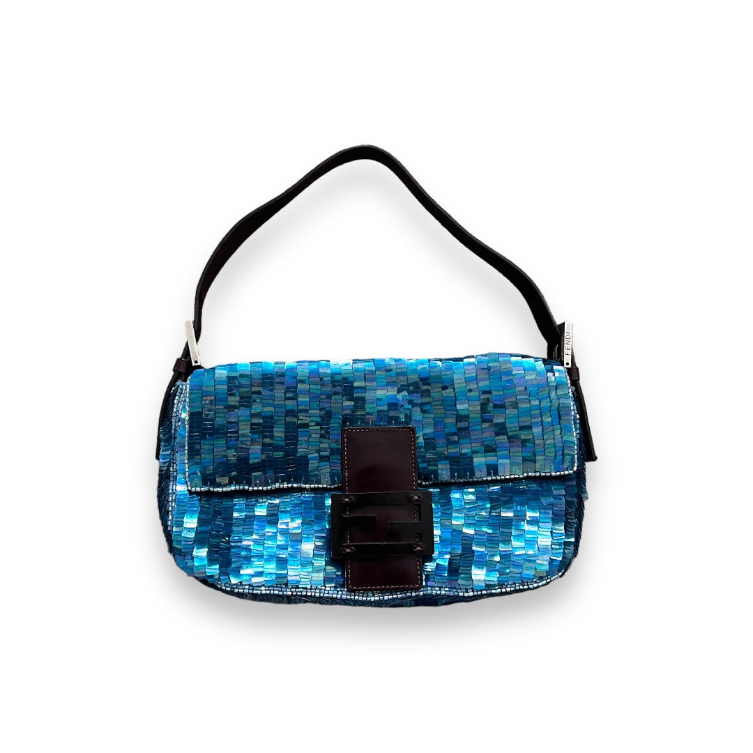 Fendi Vintage blue mermaid sequin baguette bag