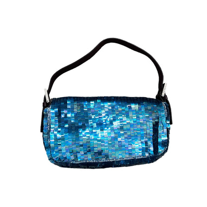 Fendi Vintage blue mermaid sequin baguette bag