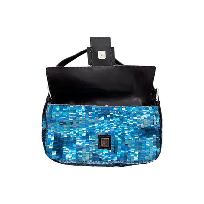 Fendi Vintage blue mermaid sequin baguette bag