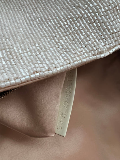 Fendi Elegant white & golden beaded baguette