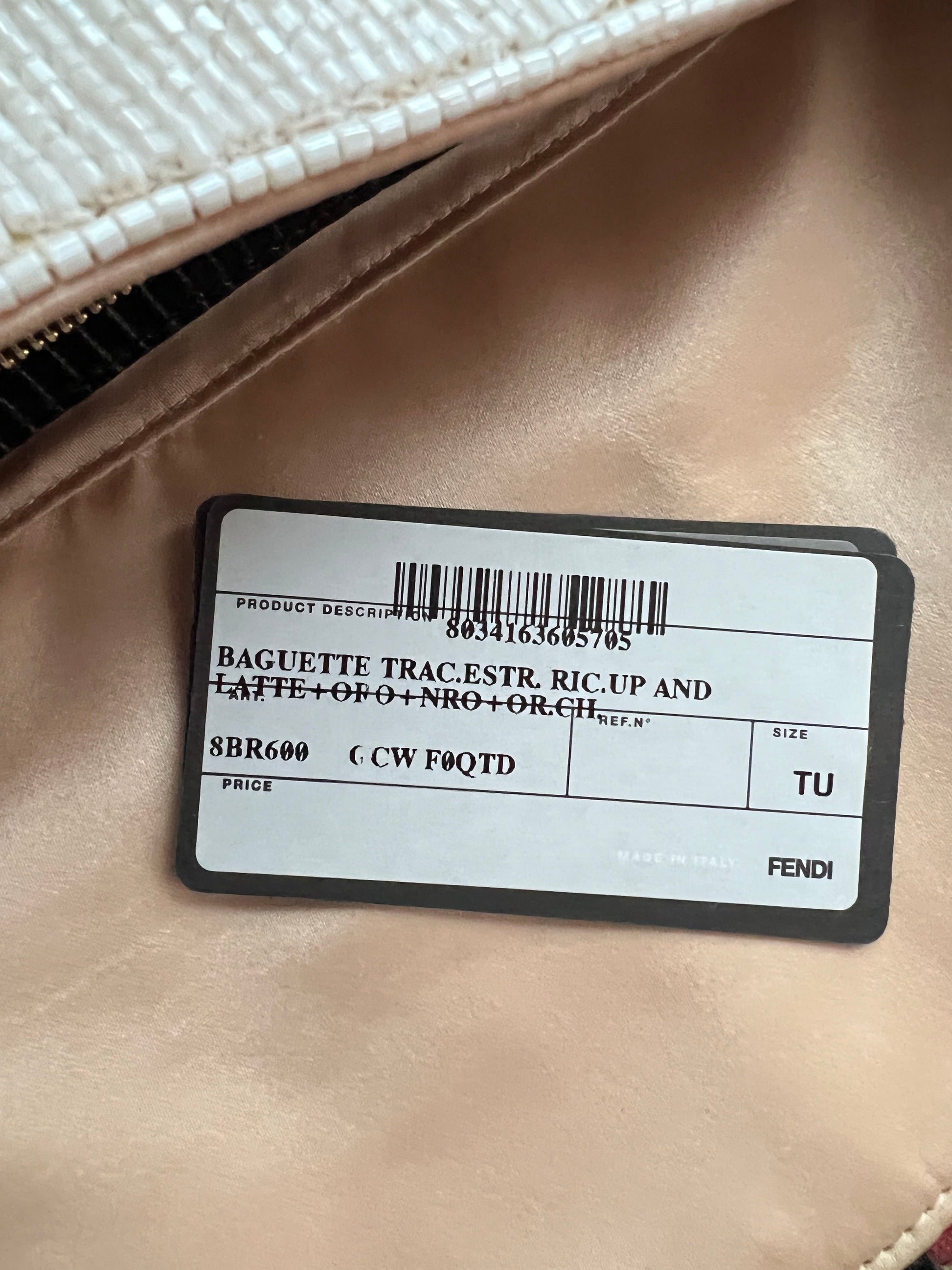 Fendi Elegant white & golden beaded baguette