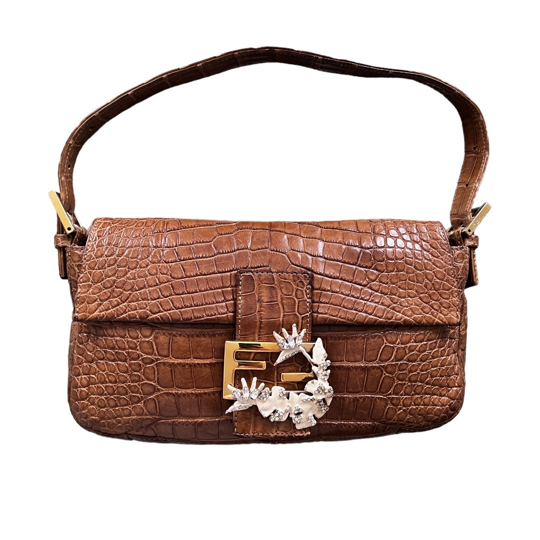 Fendi Vintage Fendi crocodile skin with enamel baguette bag