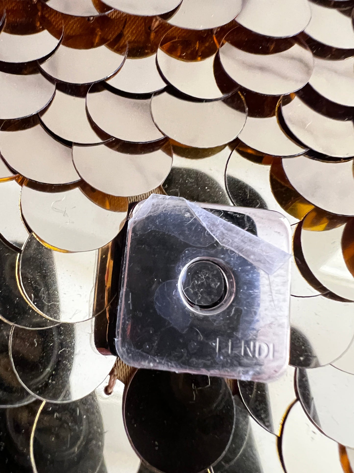 Pre-Owned Fendi mini gold paillets baguette