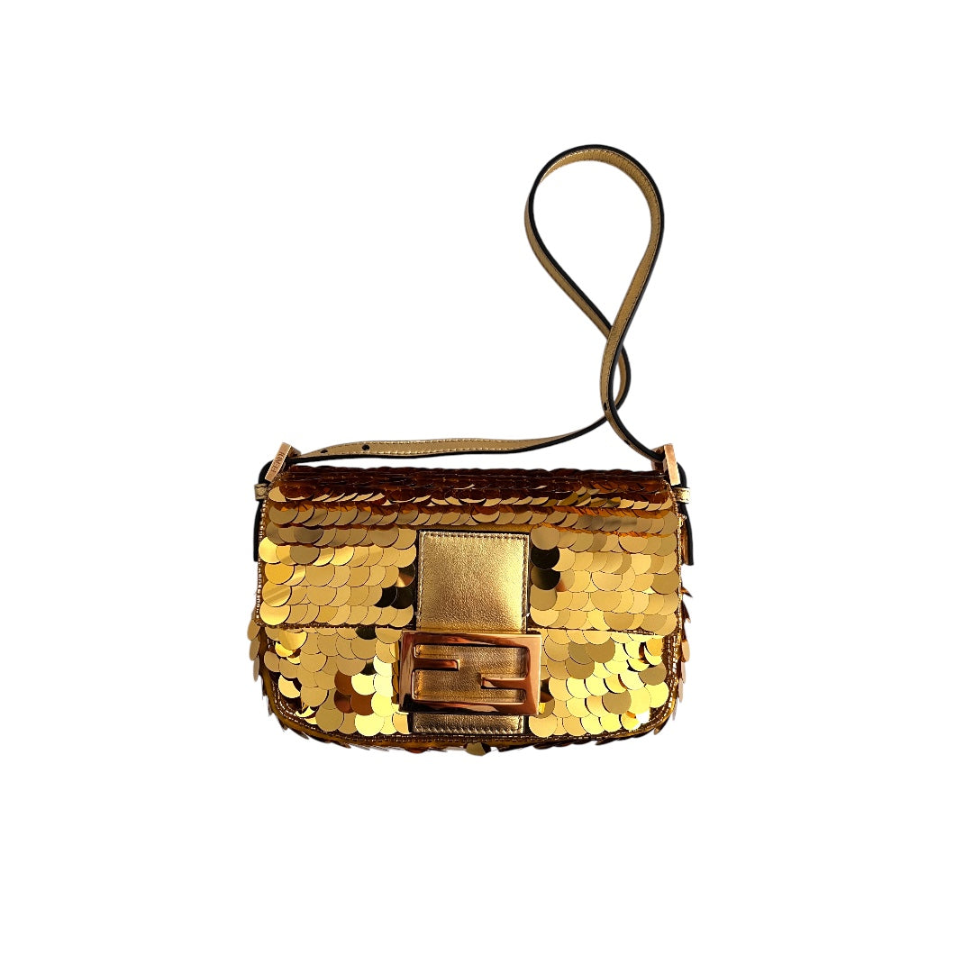 Pre-Owned Fendi mini gold paillets baguette