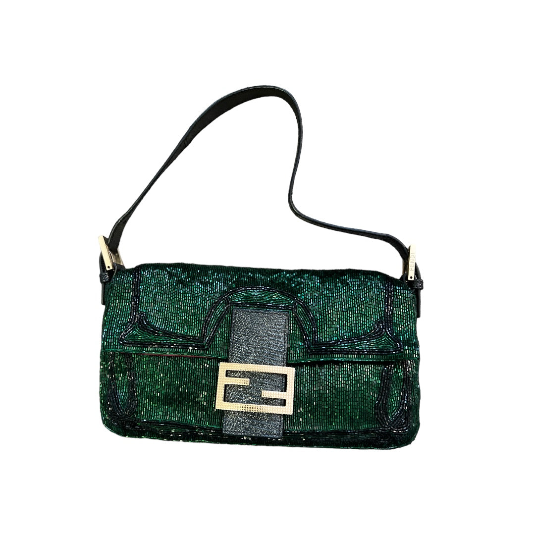 Fendi Fendi green beaded baguette